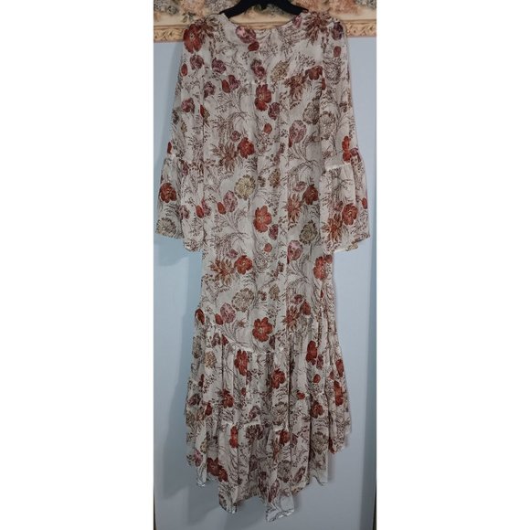 Massimo Small Maxi Boho Floral Colorful Festival Semi Sheer Classic Occasion Dre - Picture 6 of 7